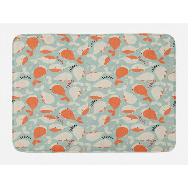 Underwater Graphic Algaes Coral Reefs Turtles Fishes The Life Aquatic Plush Bathroom Decor Mat with Non Slip Backing 29.5 X 17.5 Ambesonne Cartoon Bath Mat Navy Green 
